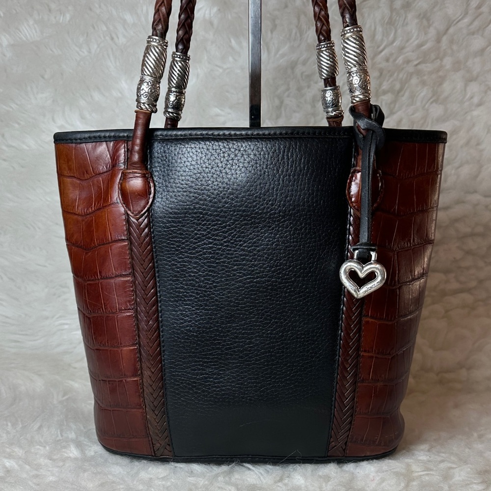 Brighton Leather Shoulder bag with silver beads & heart charm